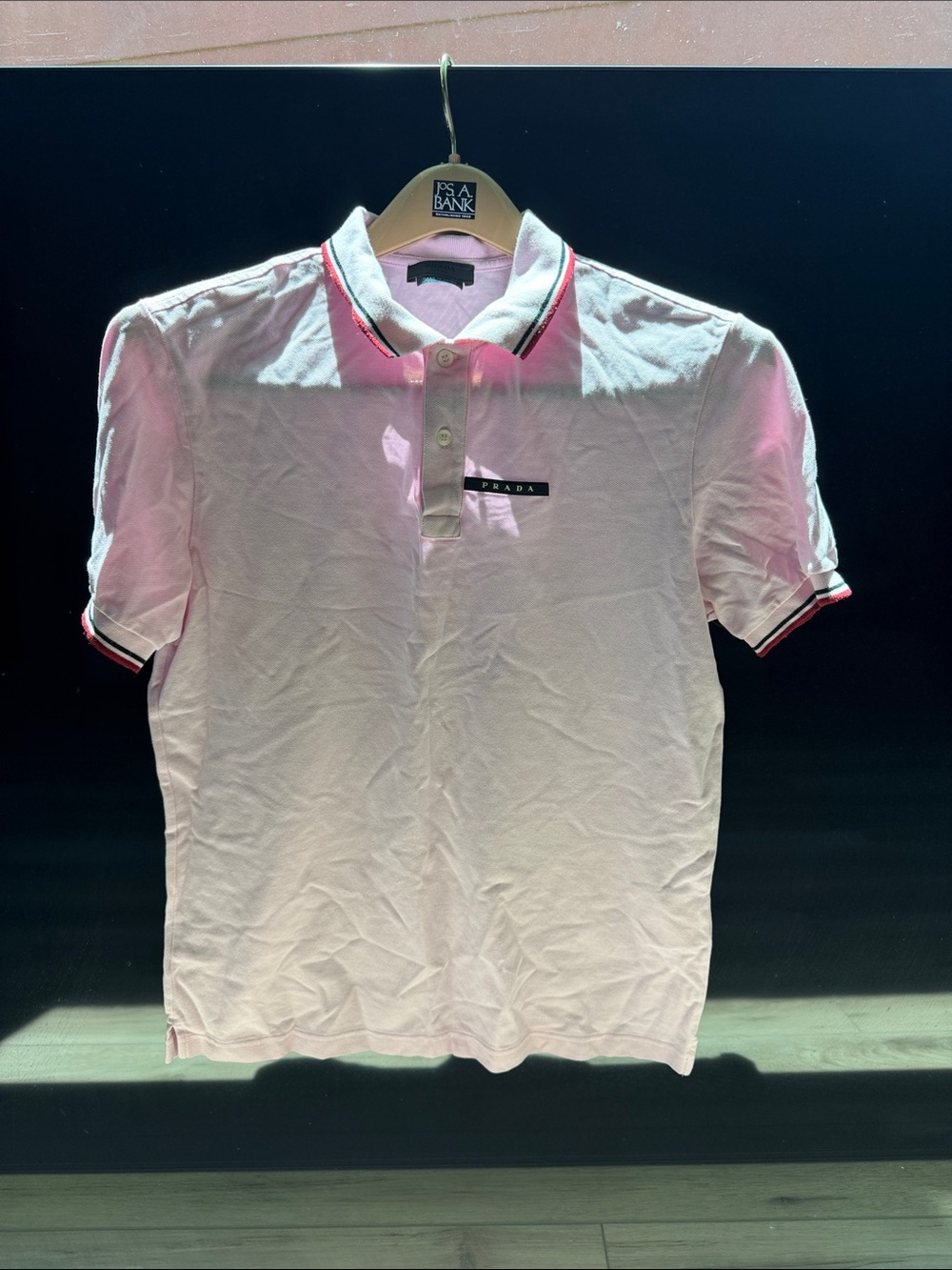 Prada Light Pink Polo with Contrast Tipping